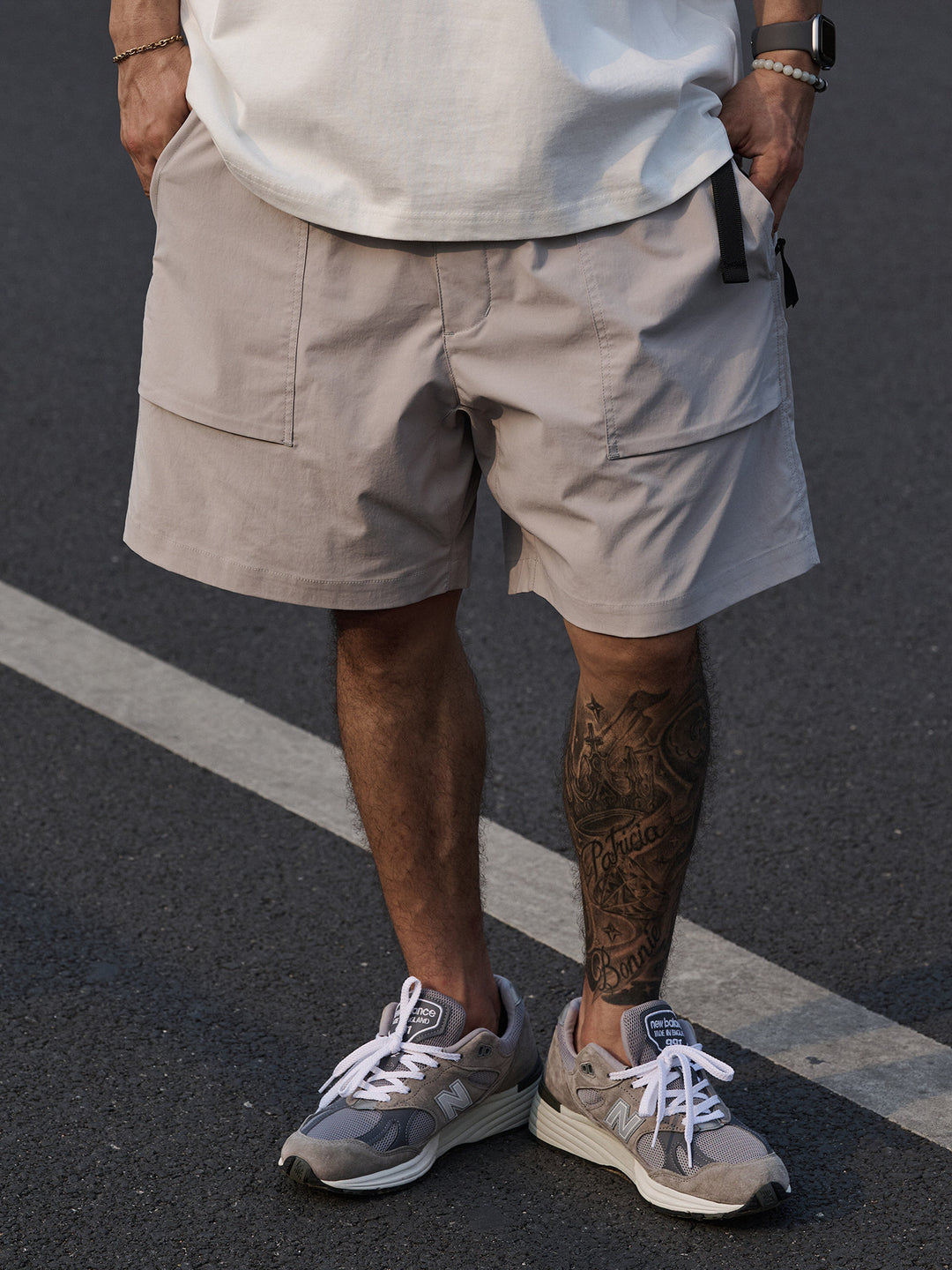 Zip Pocket Cropped Cargo Shorts