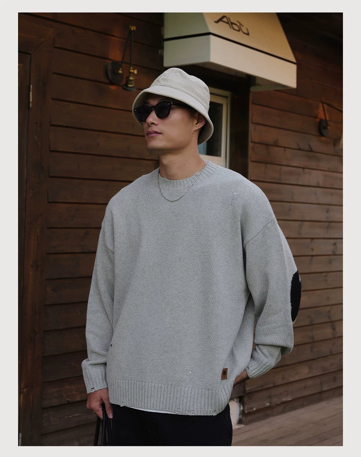 Wool-Blend Distressed Sweater