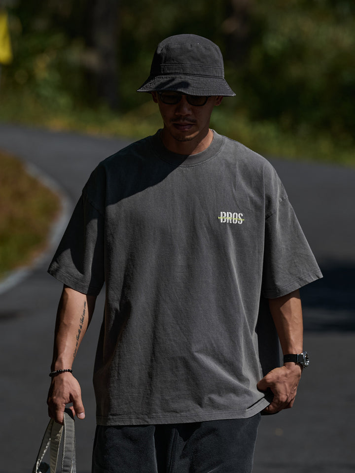 Washed "BROS" Logo Tee