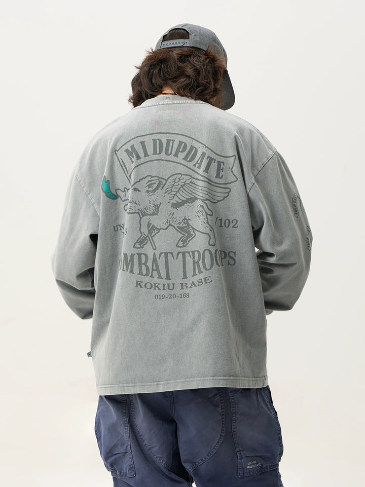 Asutu Dyed Wild Boar Print Tee