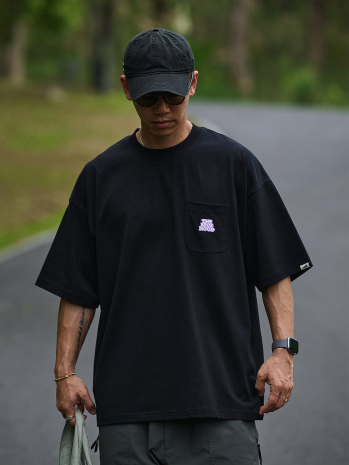 Text Embroidered Pocket Tee