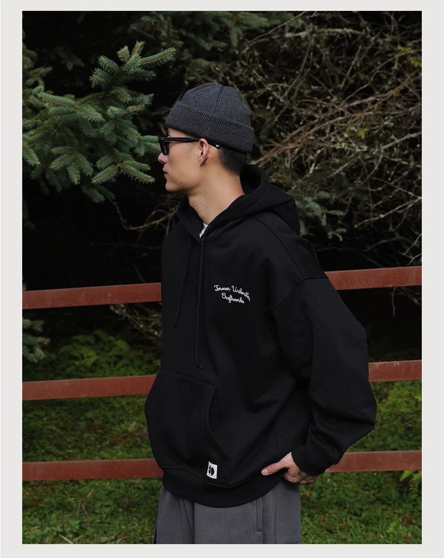 Crane Embroidered Fleece Hoodie