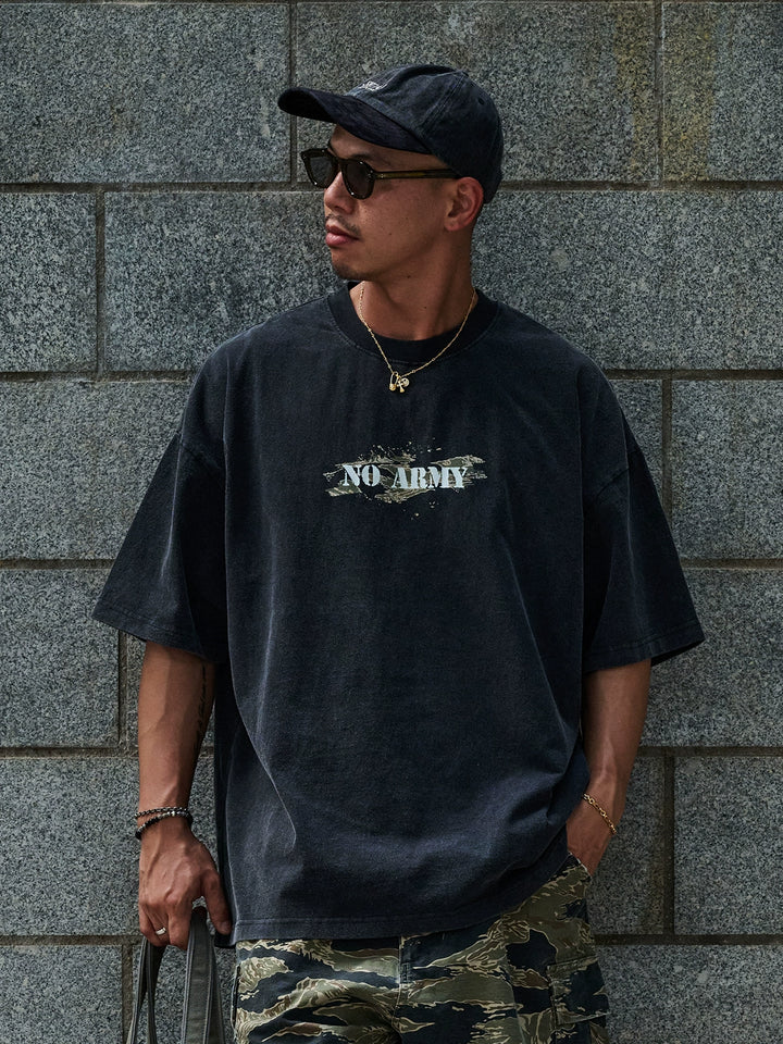 "No Army" Camo Print Tee