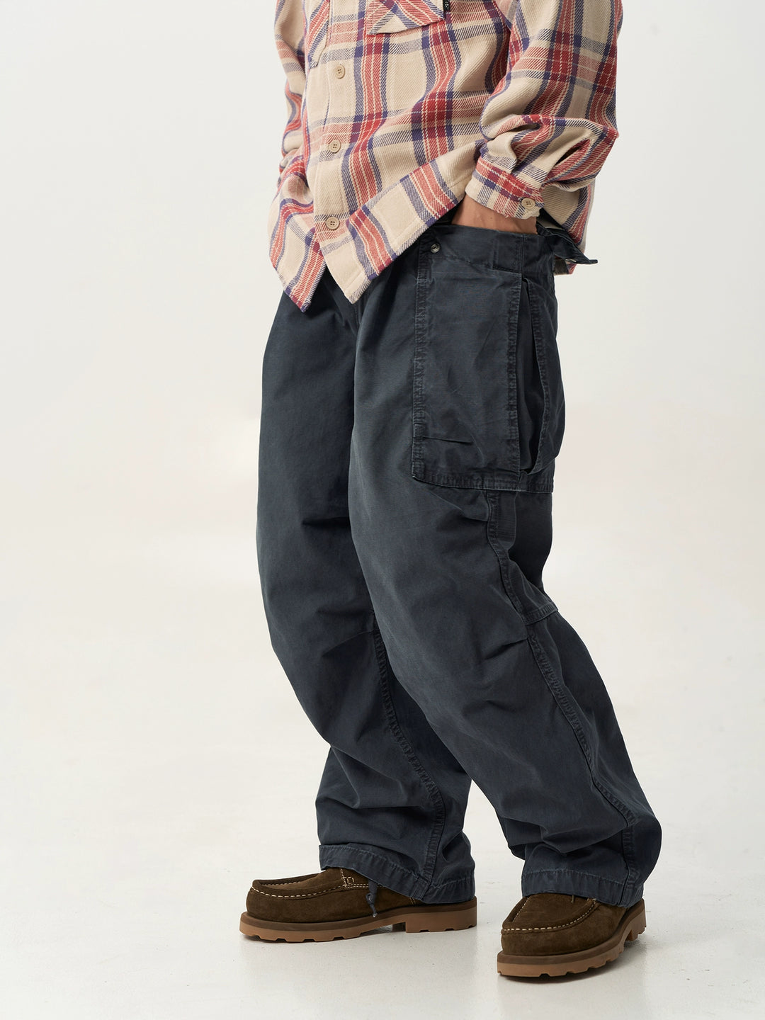 Heavy Wash Distressed Big Pocket Cargo Slacks