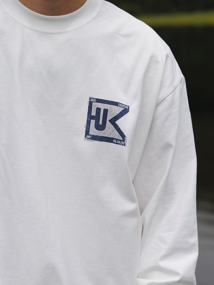 Distressed Logo Long-Sleeve