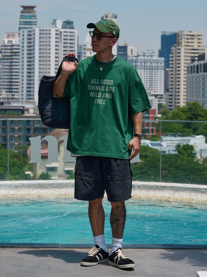 Acid Wash Slogan Print Tee