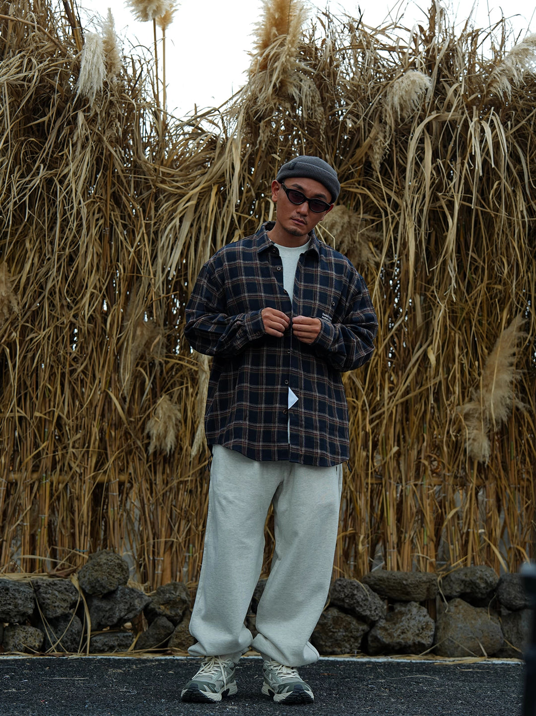 LAPRIMA OVERSIZED PLAID PRINT SHIRT