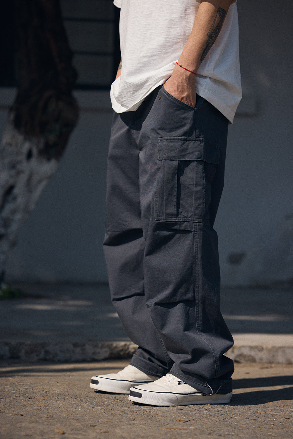 Light Wash Heavy Cotton Cargo Pants