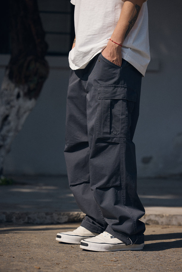 Light Wash Heavy Cotton Cargo Pants