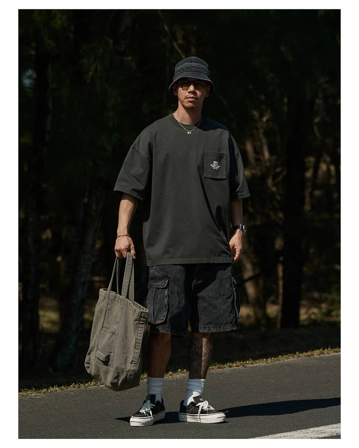 Vintage Wax-Dye Pocket Print Tee