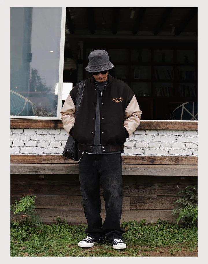 Crane Embroidered Baseball Jacket