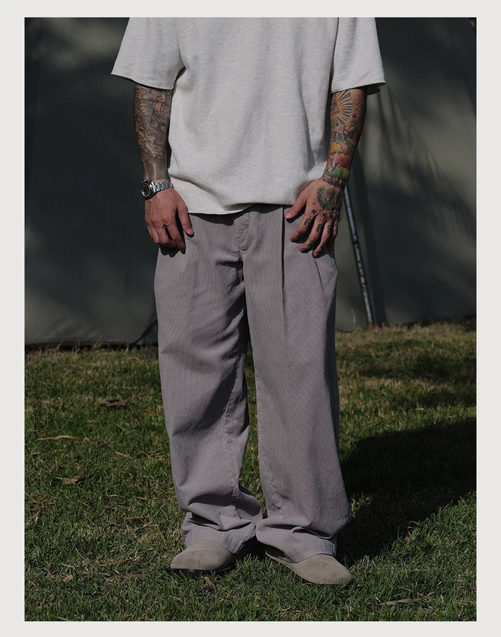 Double Pleat Corduroy Pants