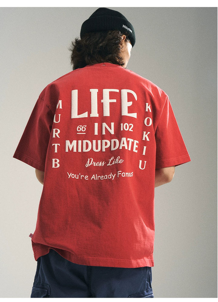 MU557 Retro Color Block Graphic Letter Tee