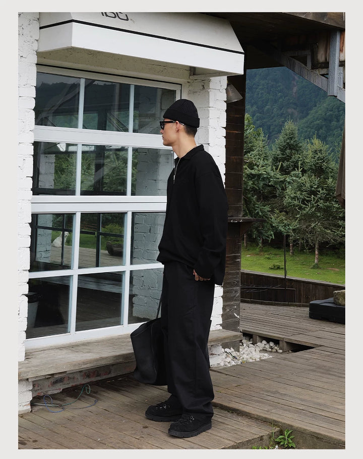 Half-Zip Lapel Long Sleeve