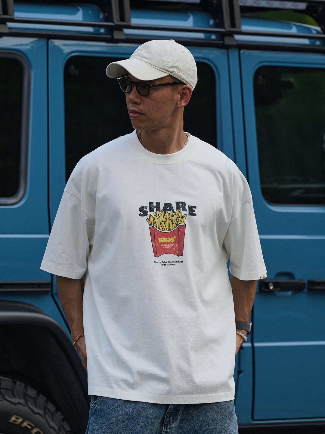 Washed "French Fry" Print Tee