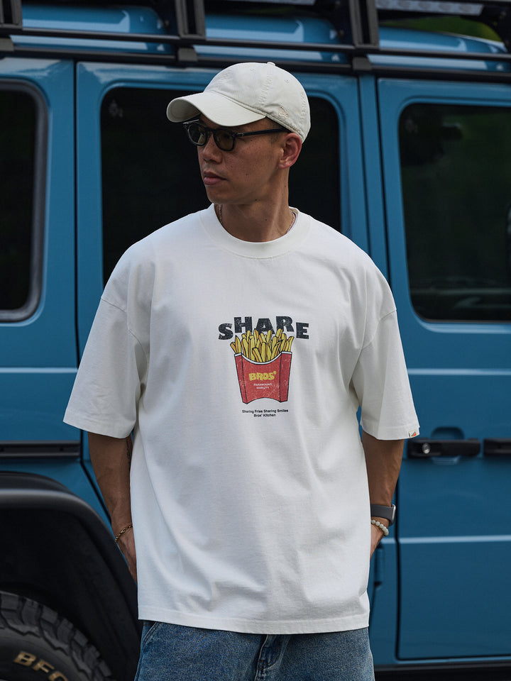 Washed "French Fry" Print Tee
