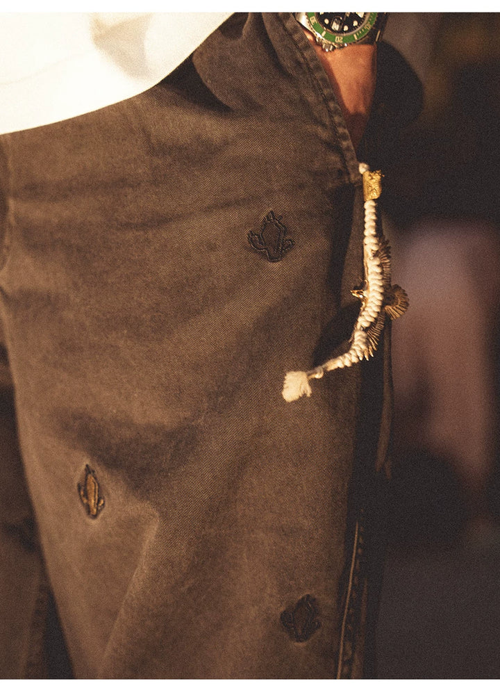MUP120 Vintage Cactus Embroidered Chinos