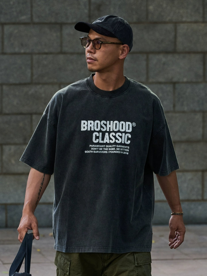 Acid Wash Logo Print Tee