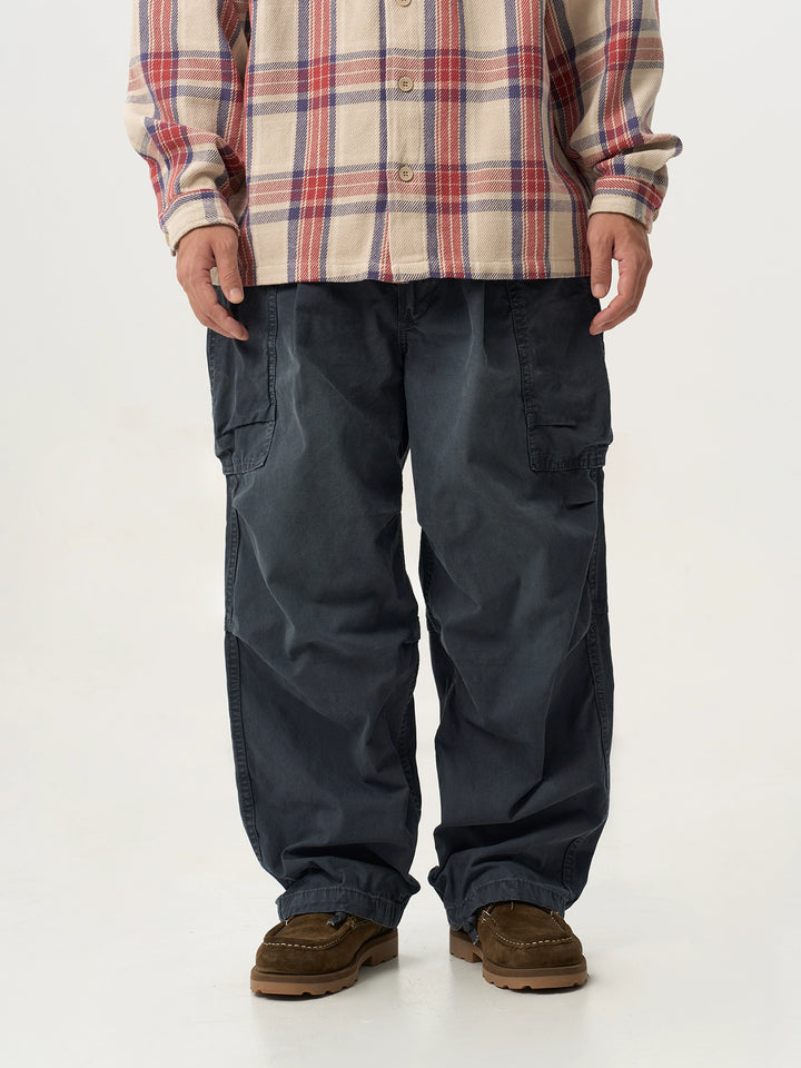 Heavy Wash Distressed Big Pocket Cargo Slacks