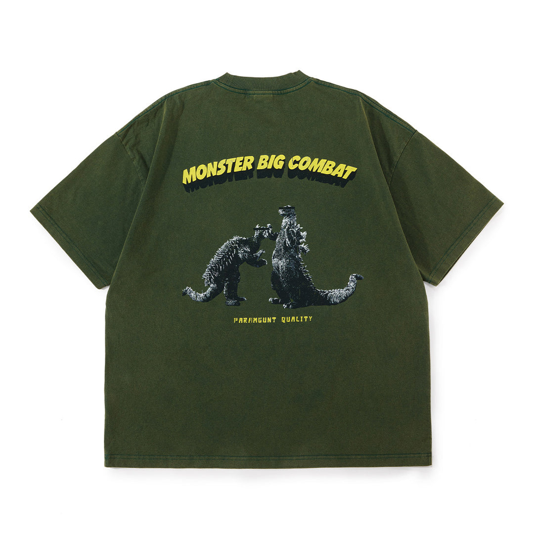 Washed "Monster War" Print Tee