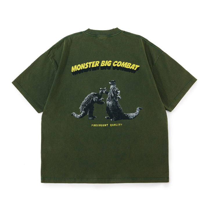 Washed "Monster War" Print Tee