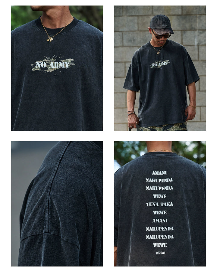 "No Army" Camo Print Tee