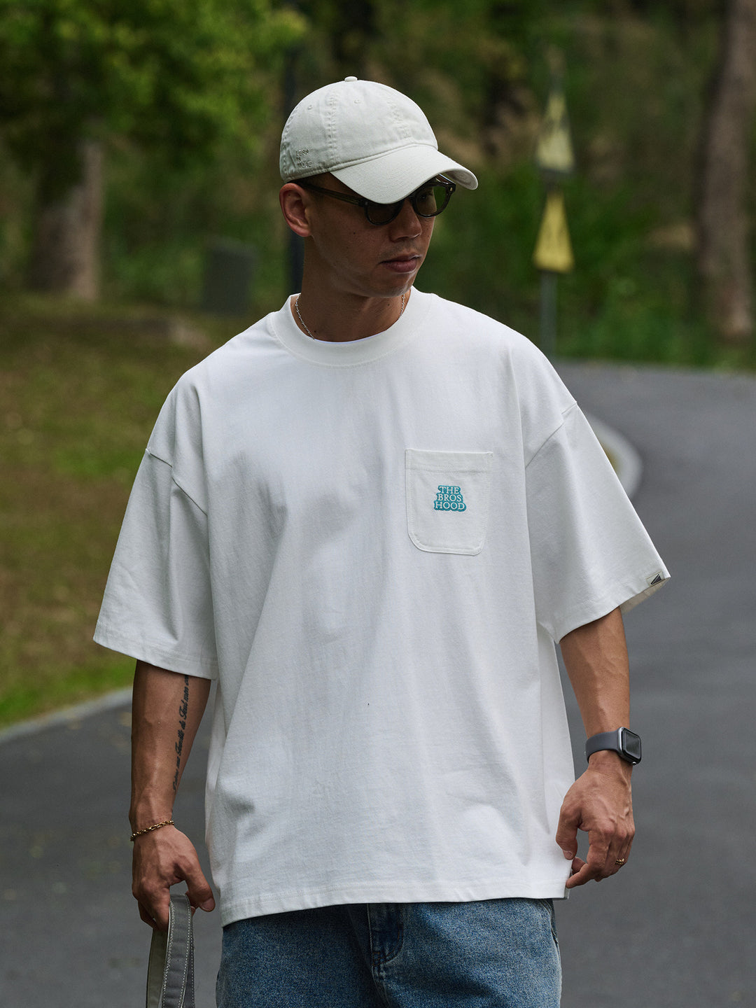Text Embroidered Pocket Tee