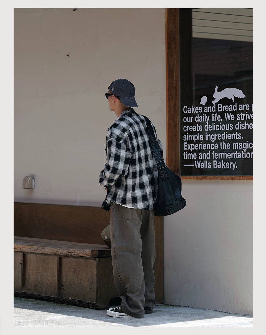 Herringbone Straight-Leg Pants