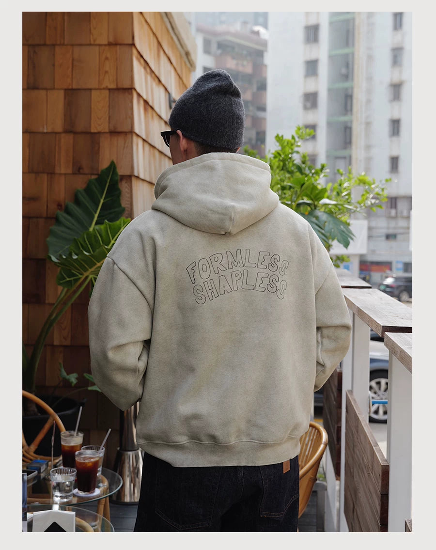 Washed Print Fleece Hoodie