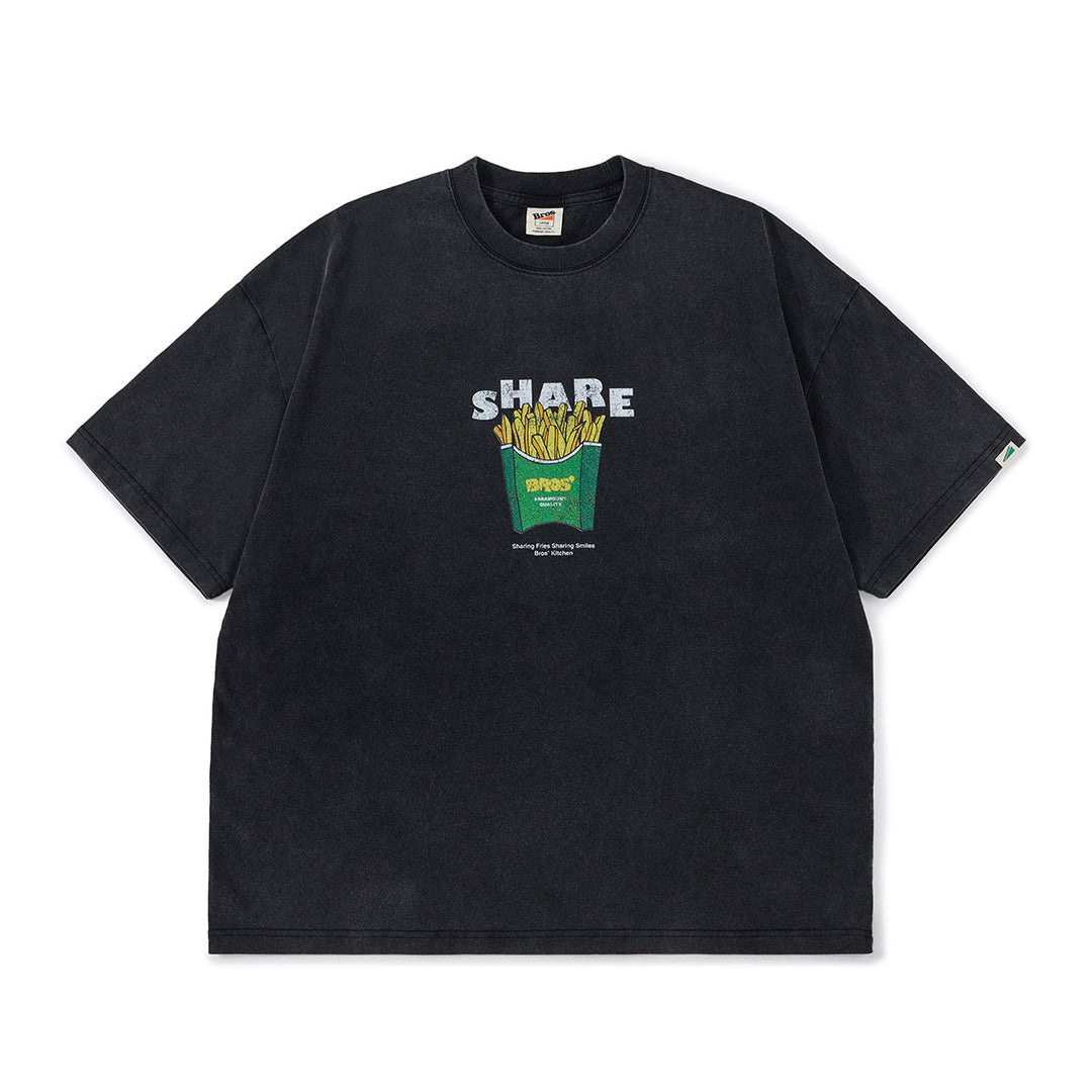 Washed "French Fry" Print Tee