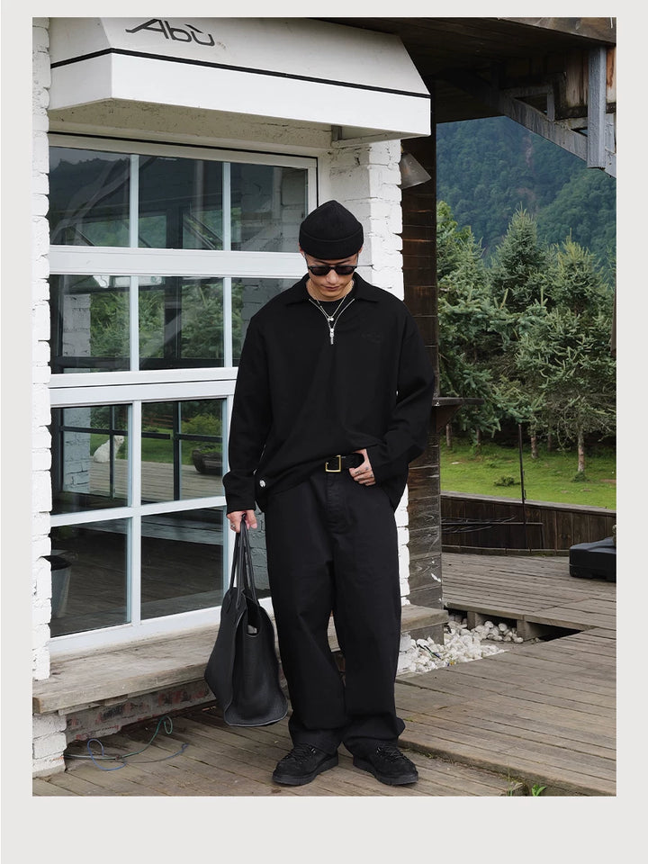 Half-Zip Lapel Long Sleeve