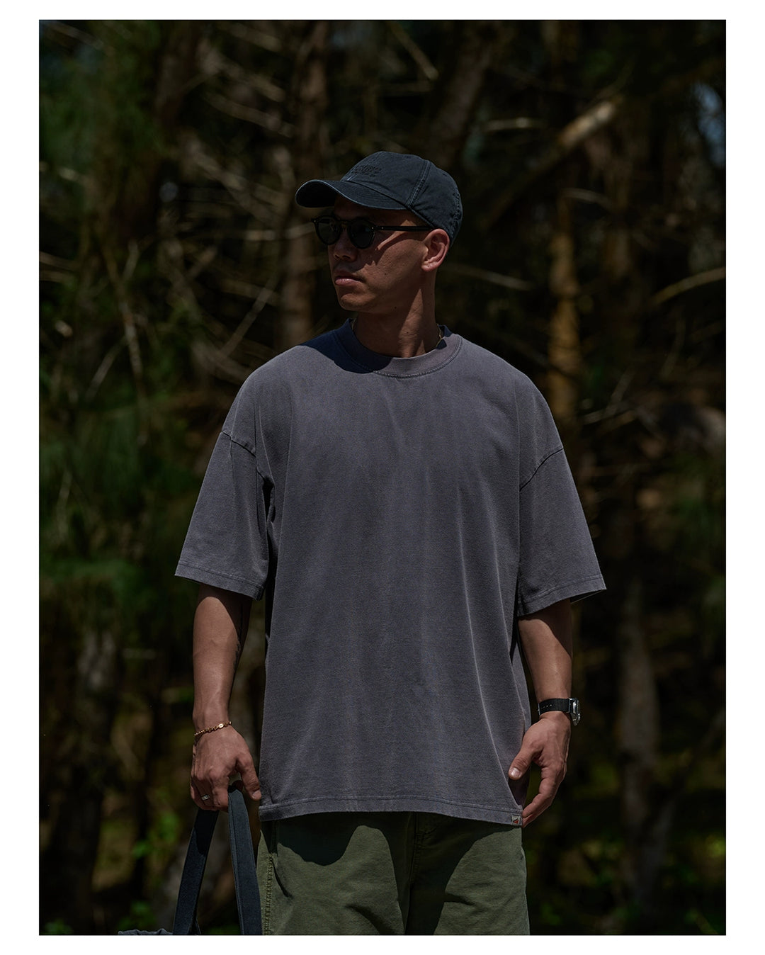 "BROS" Acid Wash Print Tee