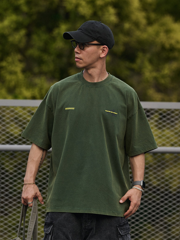 Washed "Monster War" Print Tee
