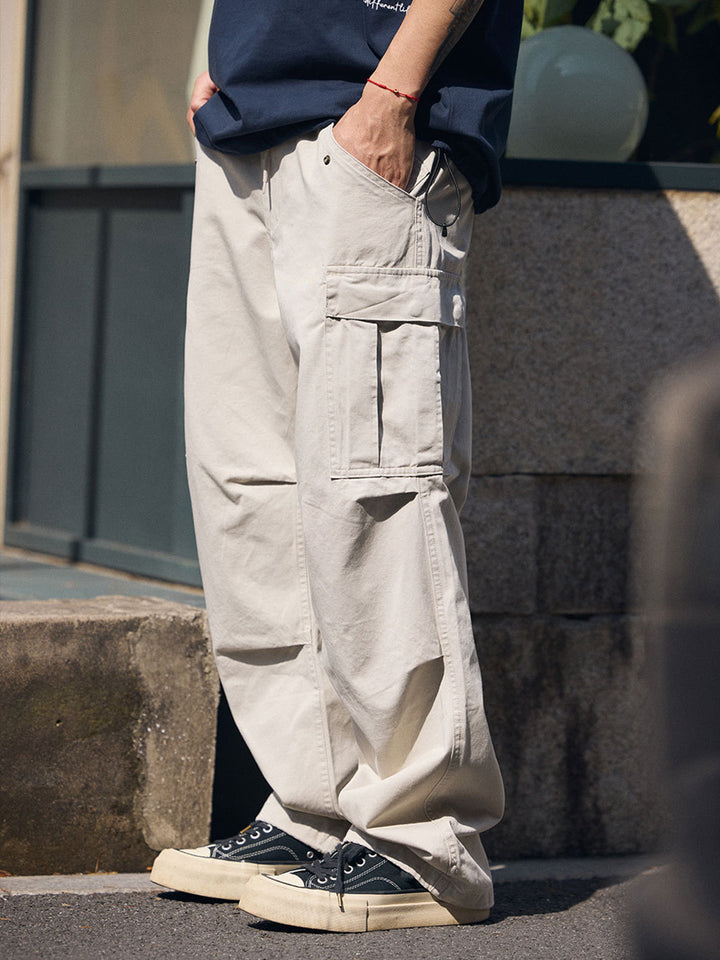Light Wash Heavy Cotton Cargo Pants