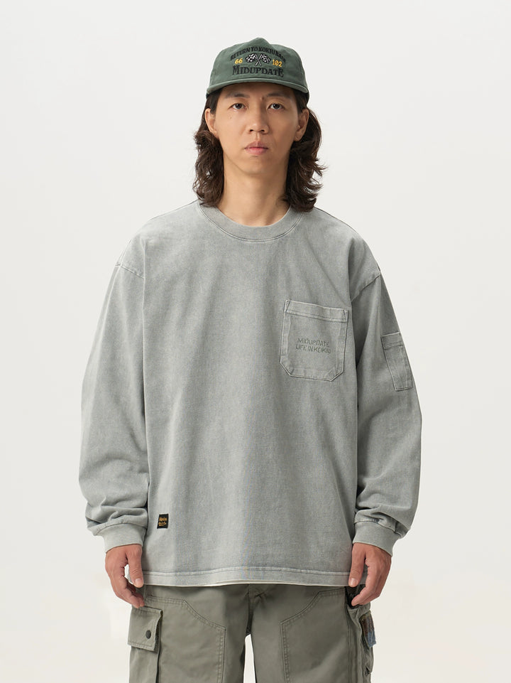 Washed Slogan Print Crew Neck Tee