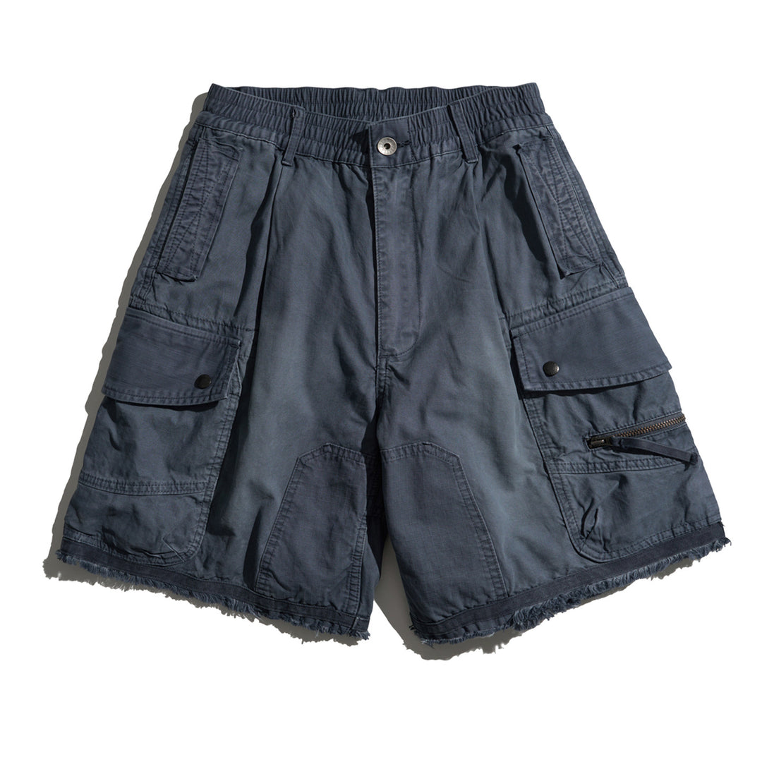 Vintage Washed Raw Hem Cargo Shorts