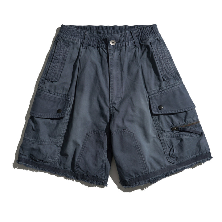 Vintage Washed Raw Hem Cargo Shorts