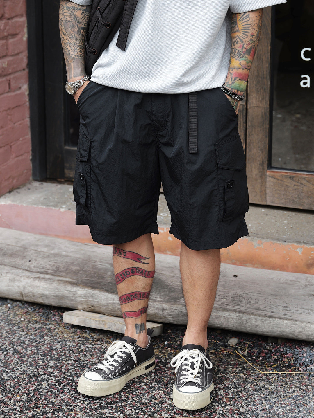 Nylon Multi-Pocket Cargo Shorts