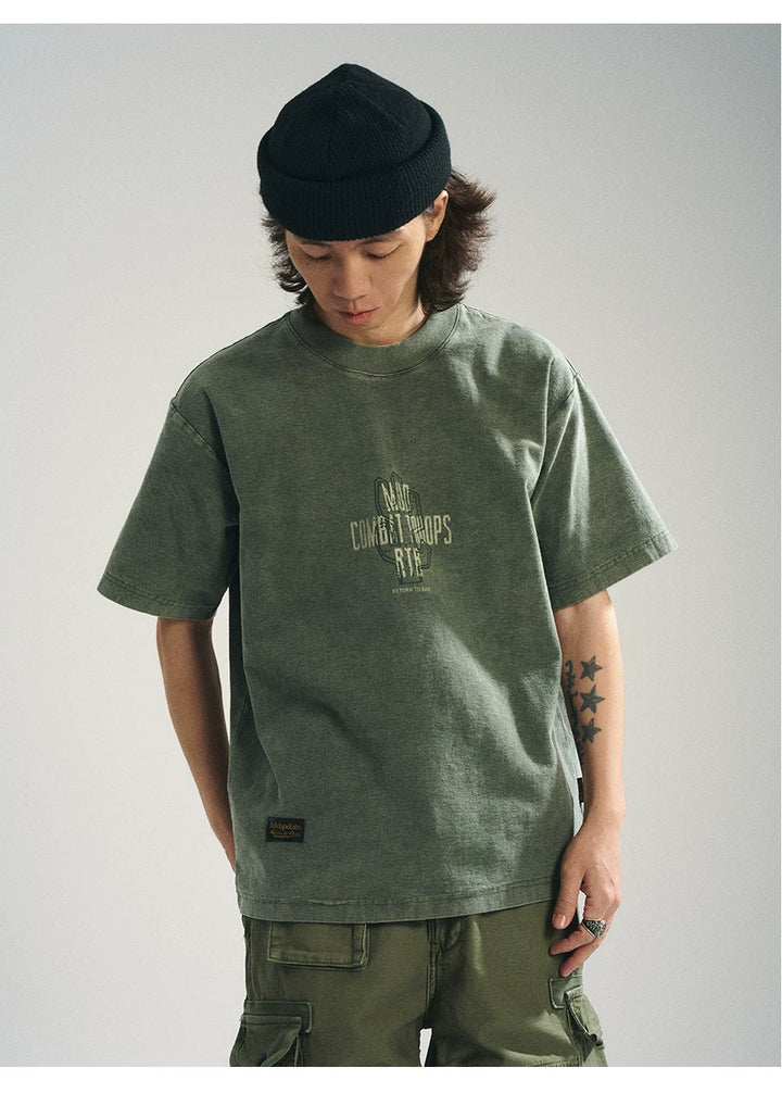 MU567 Vintage Washed Cactus Print Tee