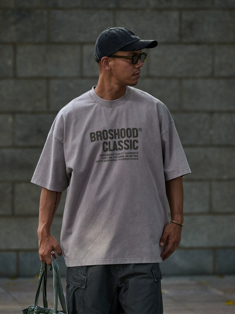 Acid Wash Logo Print Tee