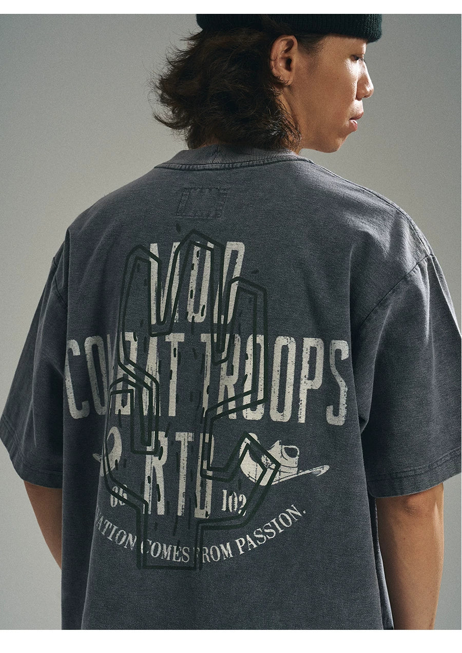 MU567 Vintage Washed Cactus Print Tee