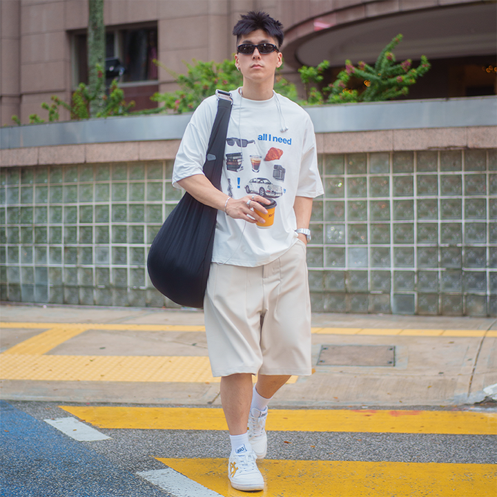 BEIGE PLEATED SHORTS