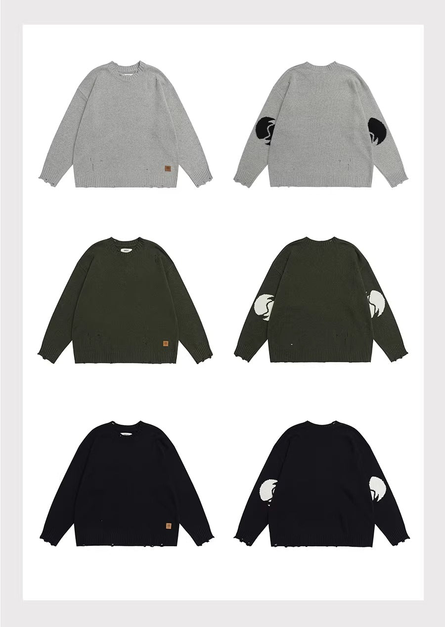 Wool-Blend Distressed Sweater