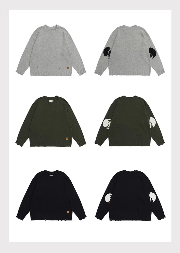 Wool-Blend Distressed Sweater