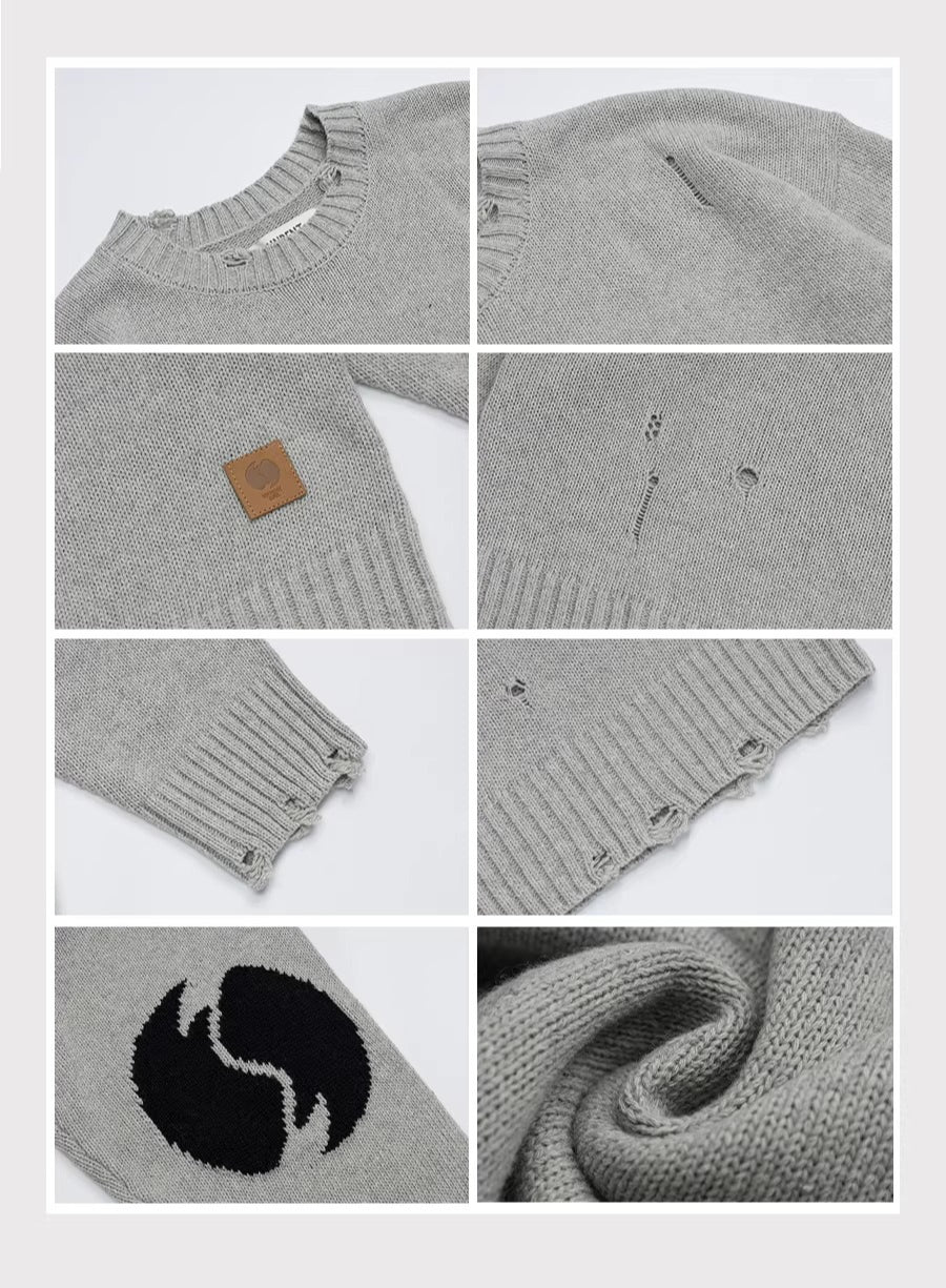 Wool-Blend Distressed Sweater
