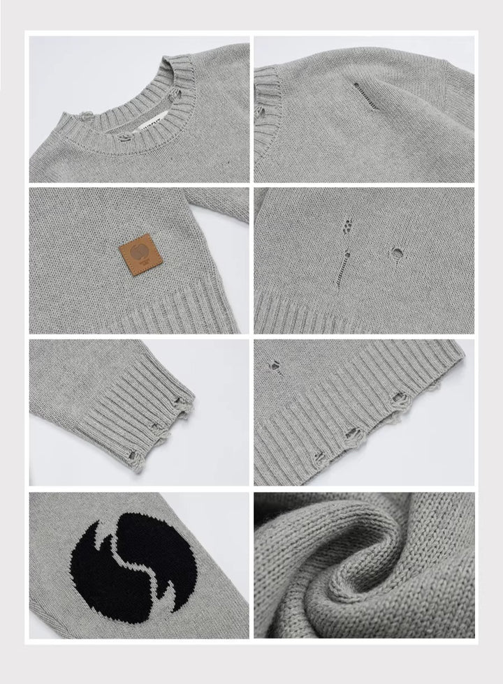 Wool-Blend Distressed Sweater