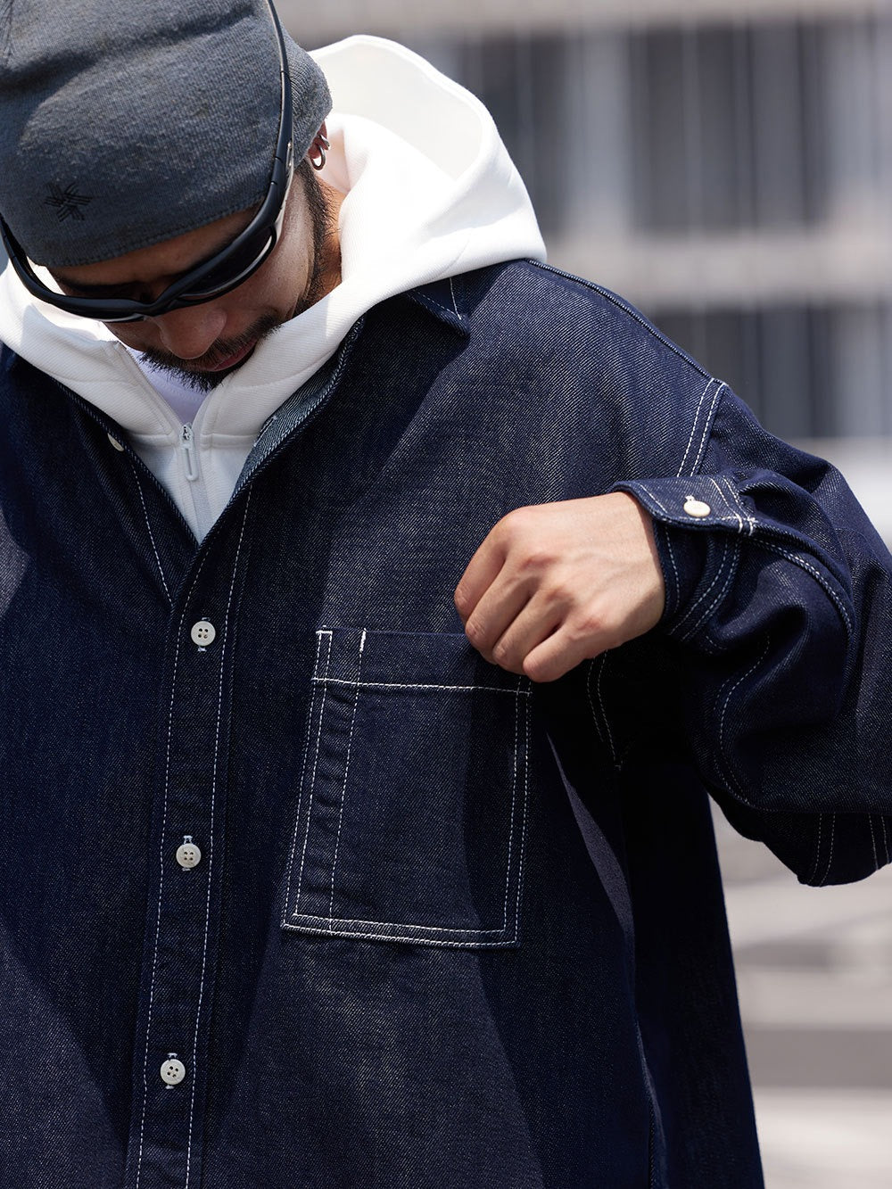 K425 Raw Denim Oversized Shirt