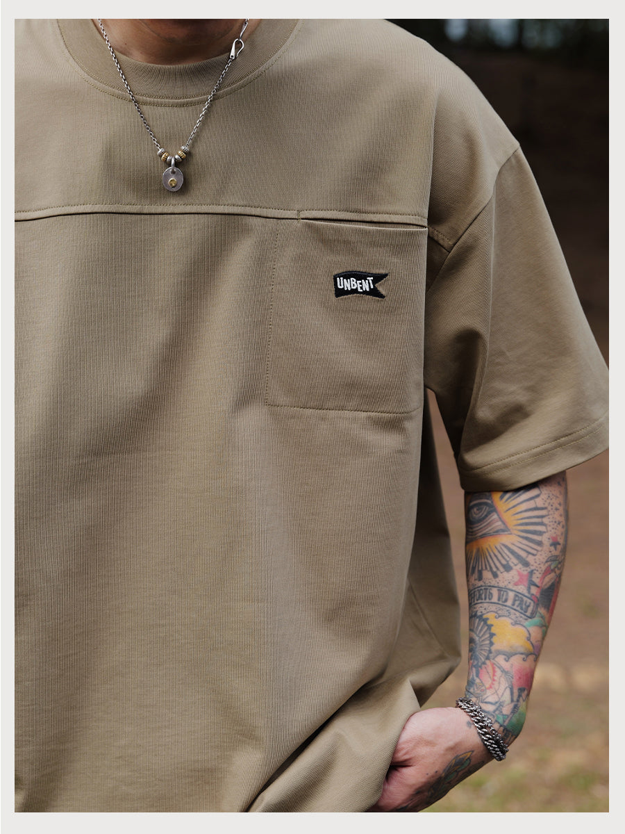 Embroidery Logo Cut &amp; Sew Pocket Tee