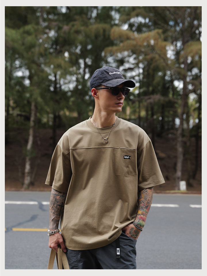 Embroidery Logo Cut &amp; Sew Pocket Tee
