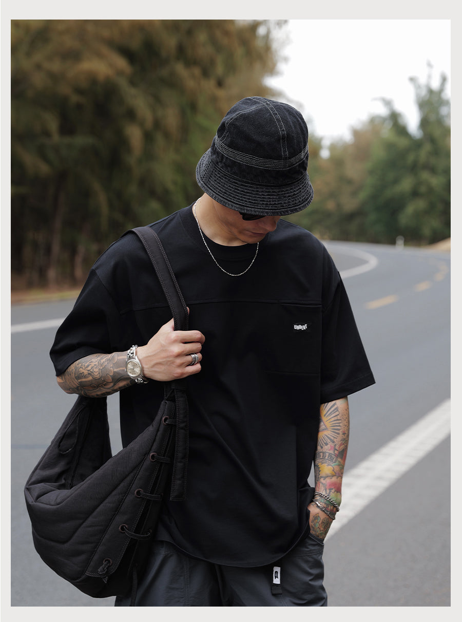 Embroidery Logo Cut &amp; Sew Pocket Tee